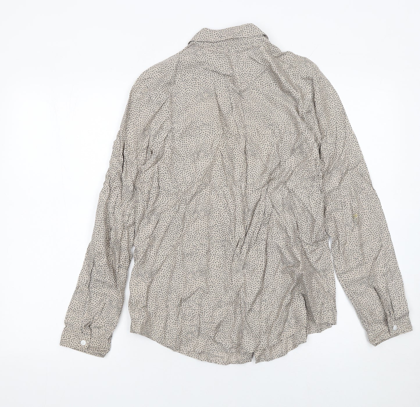 Charles Tyrwhitt Women's Beige Patterned Silk Blend Blouse UK 12