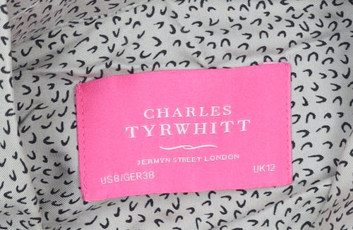 Charles Tyrwhitt Women's Beige Patterned Silk Blend Blouse UK 12