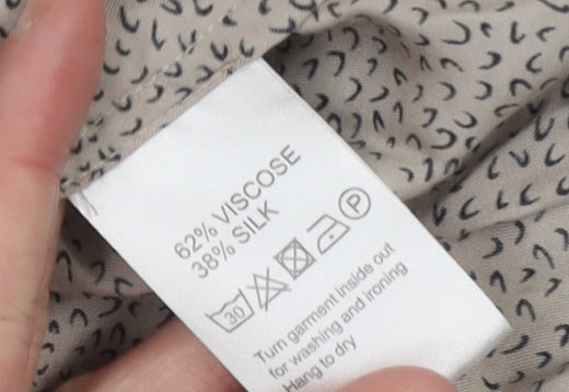 Charles Tyrwhitt Women's Beige Patterned Silk Blend Blouse UK 12