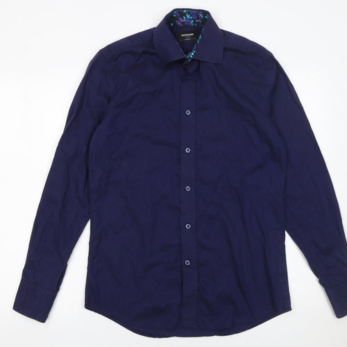Duchamp London Men's Blue Tailored Fit Cotton Dress Shirt 15/38