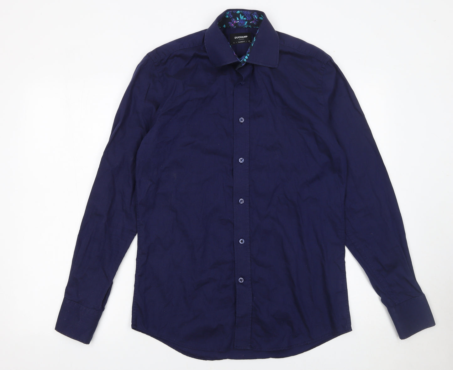 Duchamp London Men's Blue Tailored Fit Cotton Dress Shirt 15/38