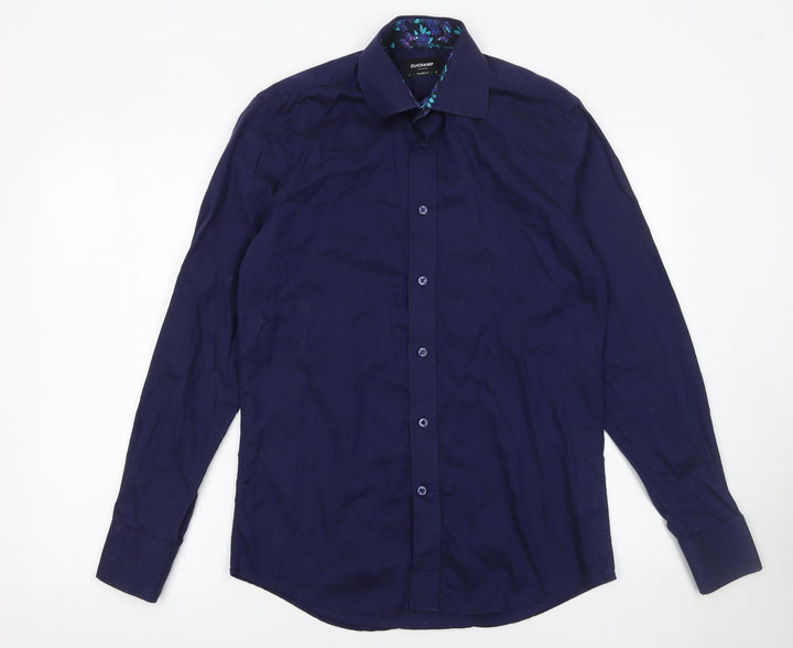Duchamp London Men's Blue Tailored Fit Cotton Dress Shirt 15/38