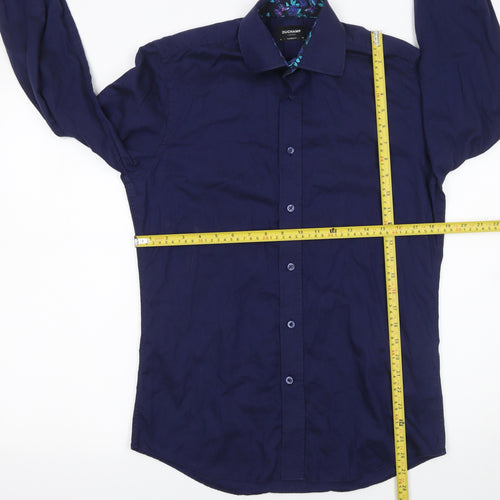 Duchamp London Men's Blue Tailored Fit Cotton Dress Shirt 15/38