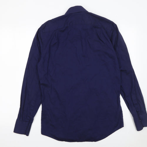 Duchamp London Men's Blue Tailored Fit Cotton Dress Shirt 15/38