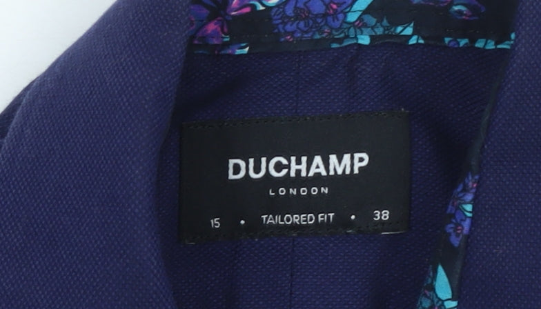 Duchamp London Men's Blue Tailored Fit Cotton Dress Shirt 15/38