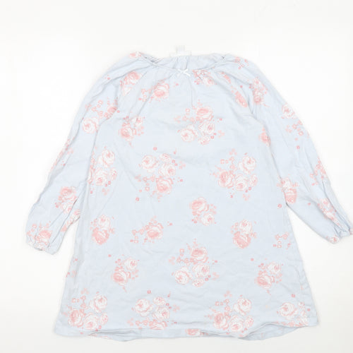 The Little White Company Girls Blue Floral Cotton Shift Dress 7-8 Years