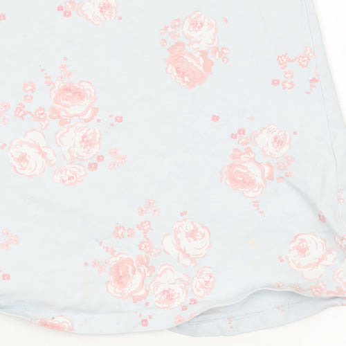 The Little White Company Girls Blue Floral Cotton Shift Dress 7-8 Years