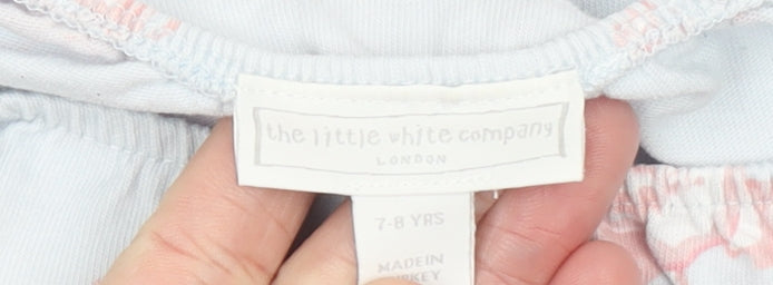 The Little White Company Girls Blue Floral Cotton Shift Dress 7-8 Years