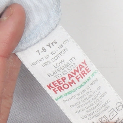 The Little White Company Girls Blue Floral Cotton Shift Dress 7-8 Years