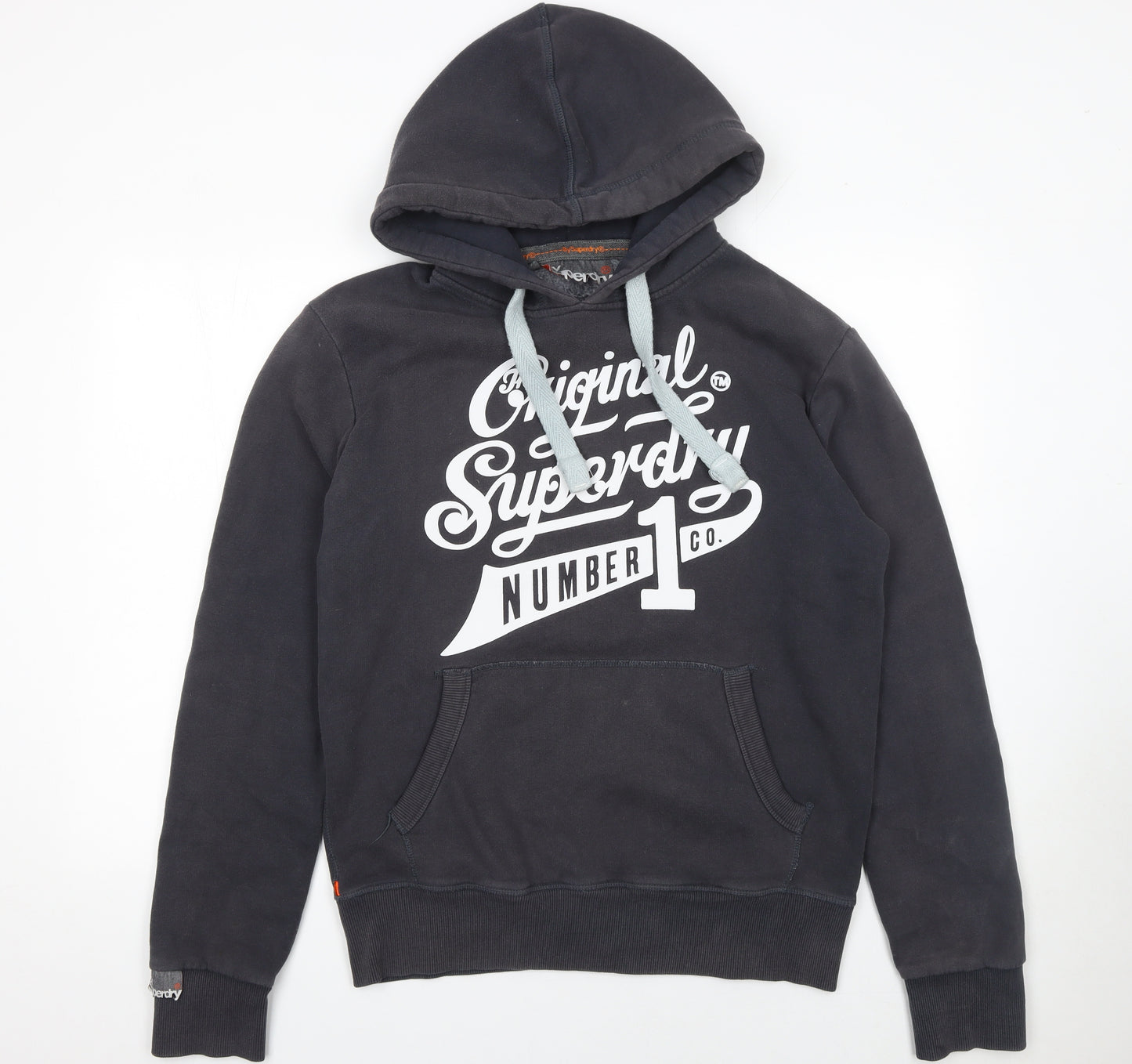 Superdry Men's Black Pullover Hoodie Size M Graphic Logo Fleece
