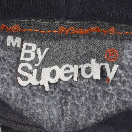 Superdry Men's Black Pullover Hoodie Size M Graphic Logo Fleece