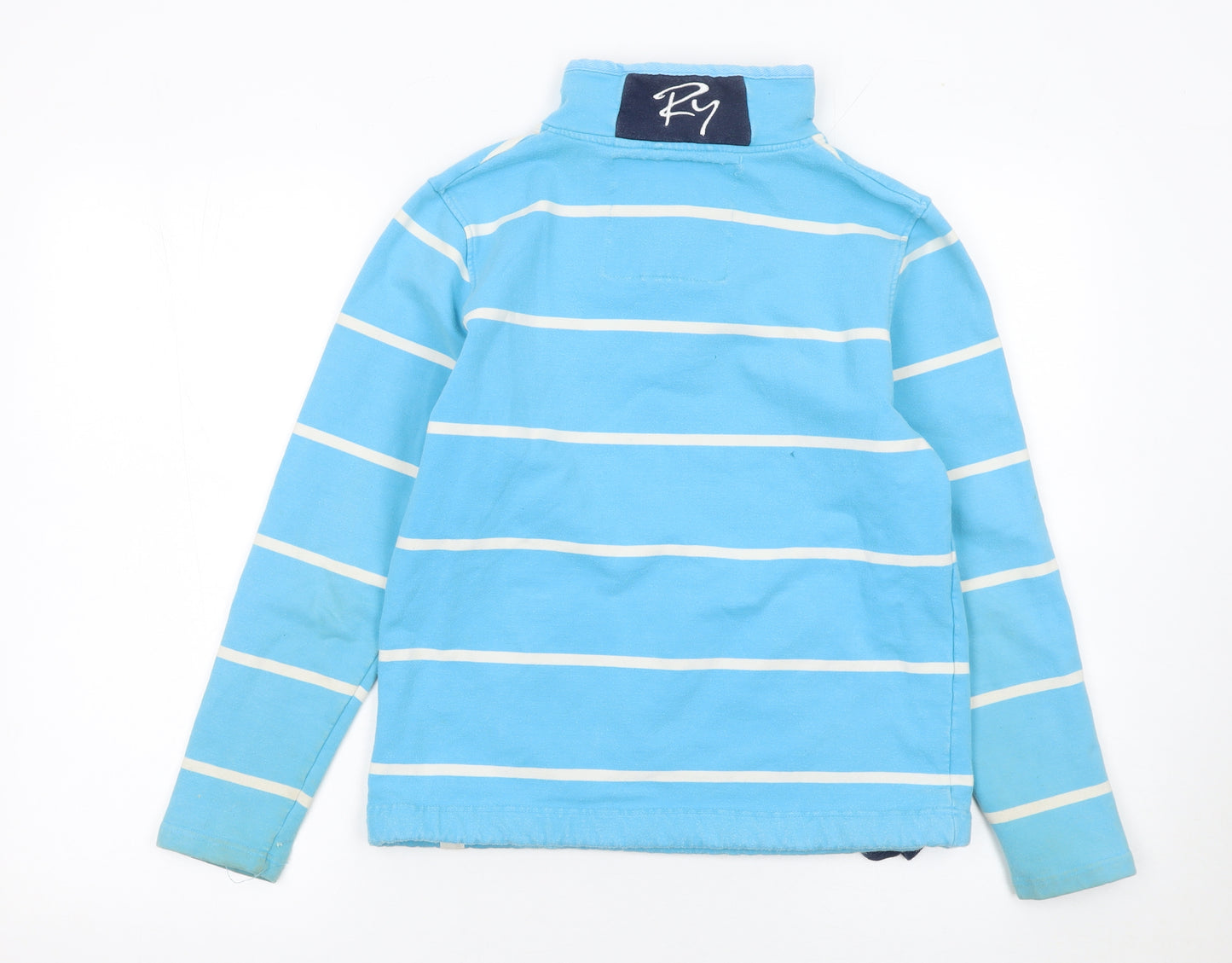 Rydale Women Blue Striped Pullover Sweatshirt Small Cotton Blend