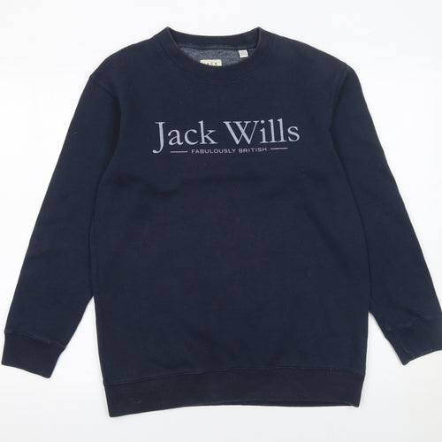 Jack Wills Womens Navy Blue Logo Crew Neck Sweatshirt UK 8