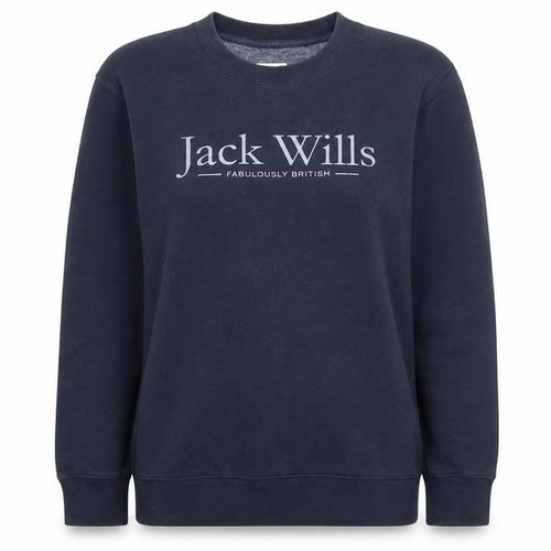 Jack Wills Womens Navy Blue Logo Crew Neck Sweatshirt UK 8