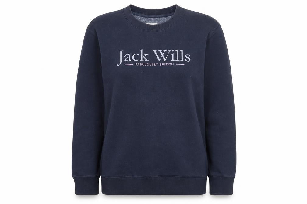 Jack Wills Womens Navy Blue Logo Crew Neck Sweatshirt UK 8