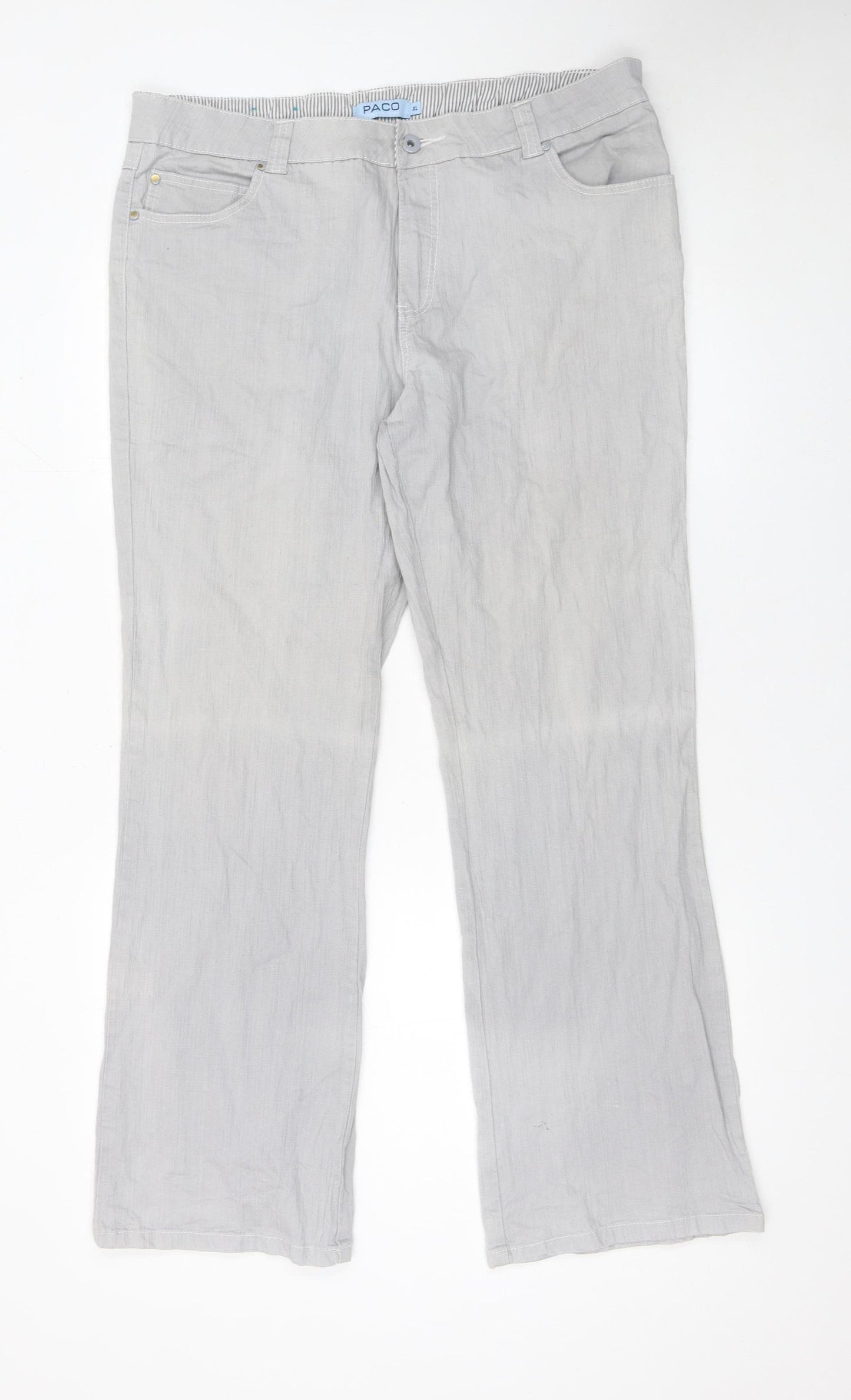 Paco Women’s Grey Stretch Denim Straight Trousers XL