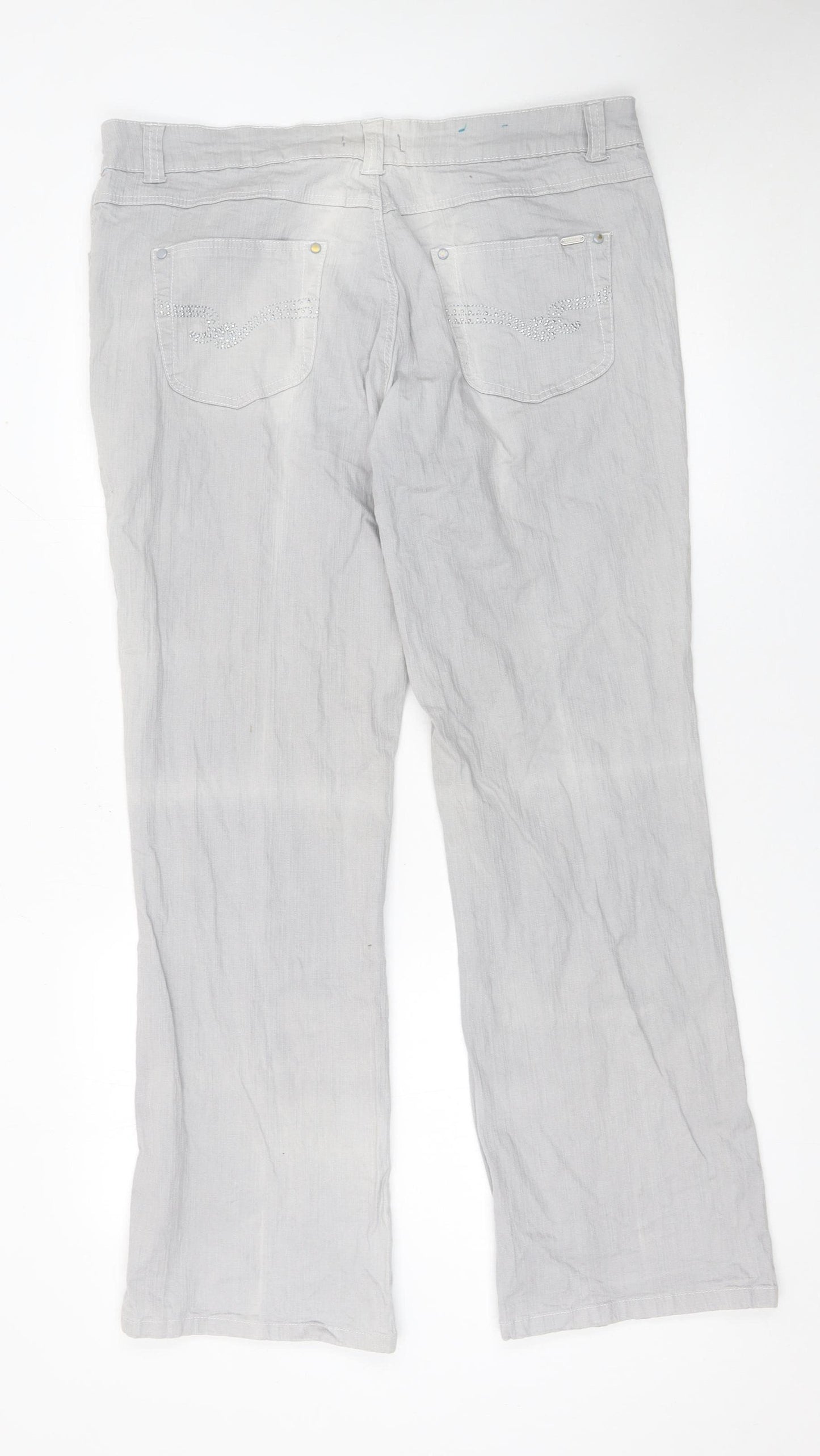 Paco Women’s Grey Stretch Denim Straight Trousers XL