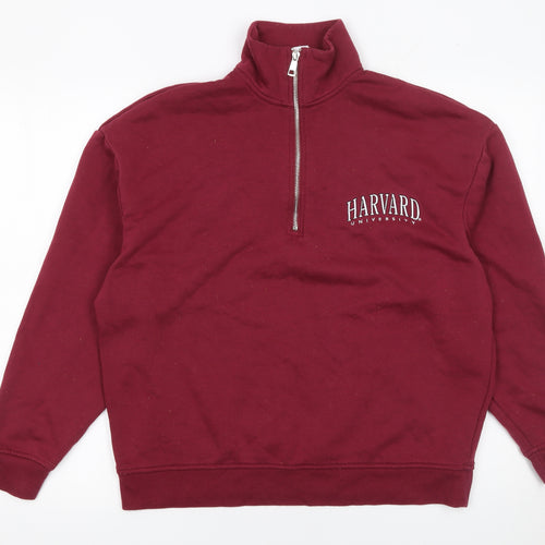 Harvard University Women's Burgundy 1/4 Zip Sweatshirt XS Cotton Blend