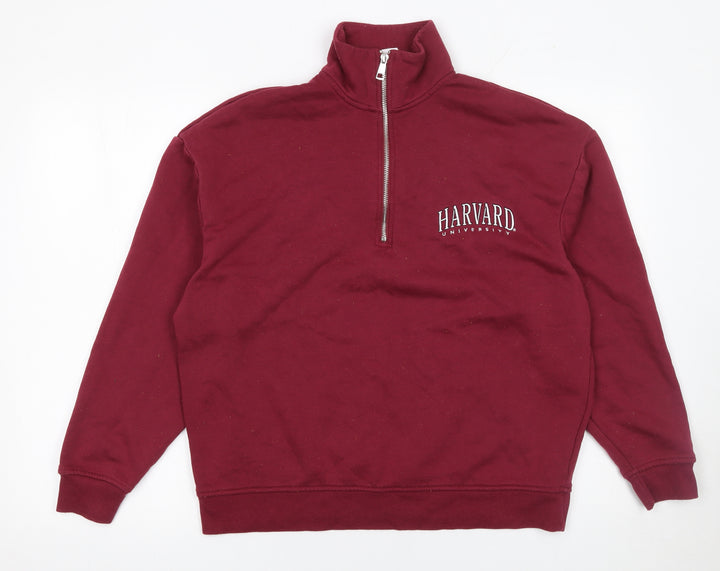 Harvard University Women's Burgundy 1/4 Zip Sweatshirt XS Cotton Blend