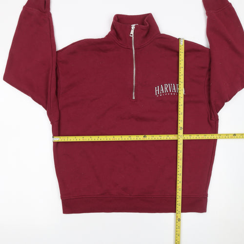 Harvard University Women's Burgundy 1/4 Zip Sweatshirt XS Cotton Blend