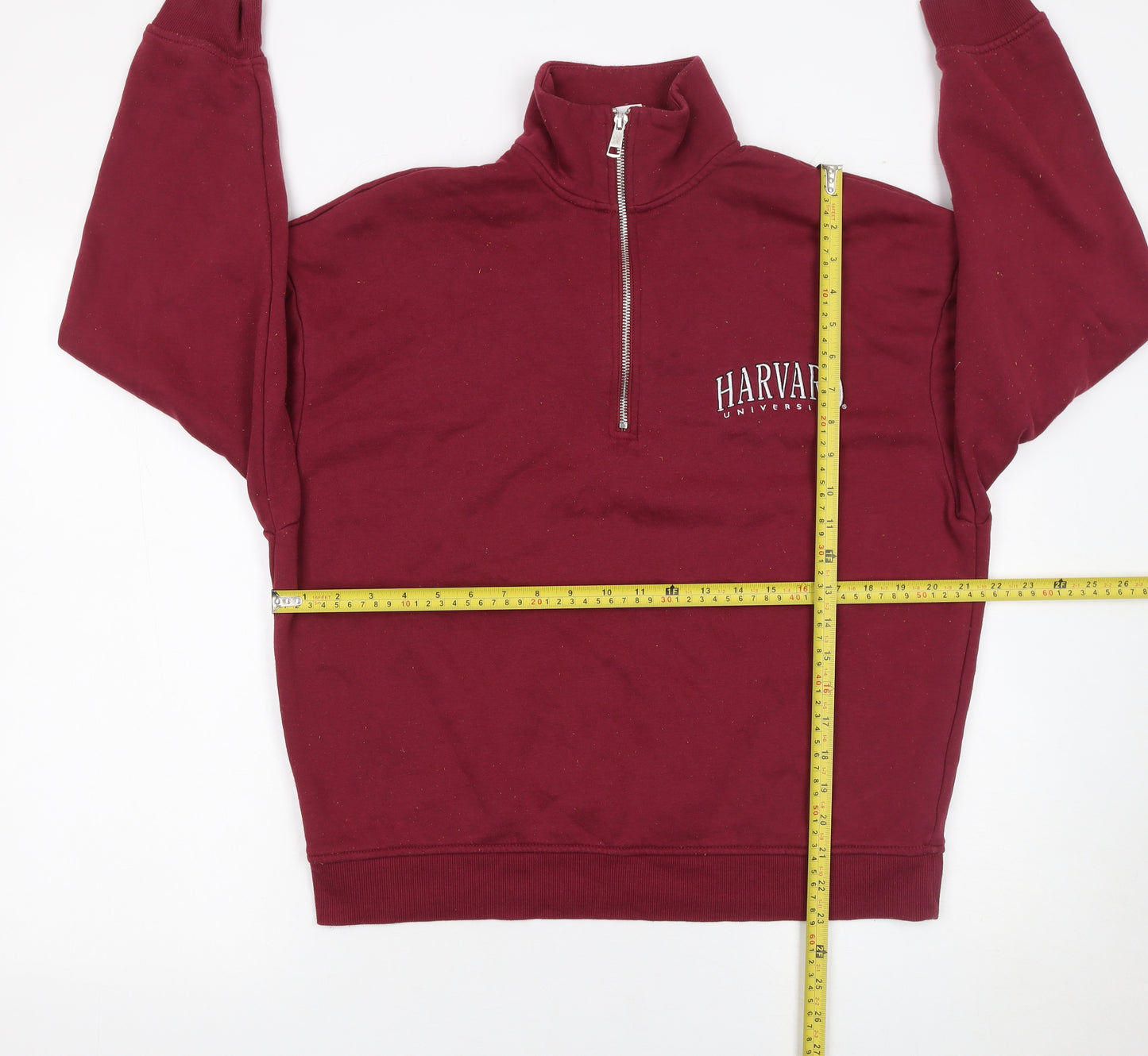 Harvard University Women's Burgundy 1/4 Zip Sweatshirt XS Cotton Blend