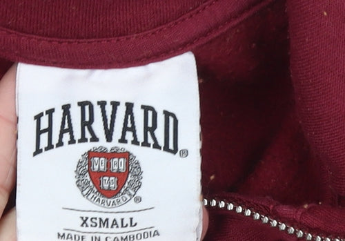 Harvard University Women's Burgundy 1/4 Zip Sweatshirt XS Cotton Blend