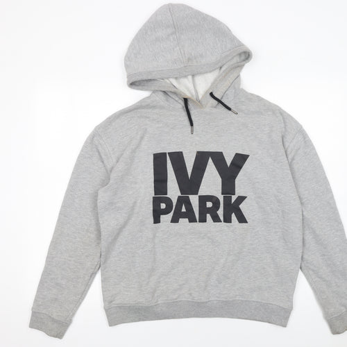 Ivy Park Women's Grey Pullover Hoodie Small Logo Cotton Blend