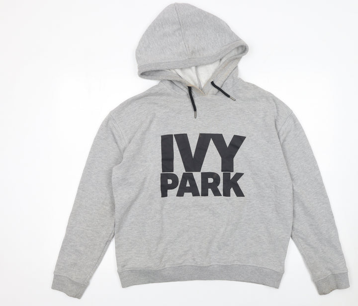 Ivy Park Women's Grey Pullover Hoodie Small Logo Cotton Blend
