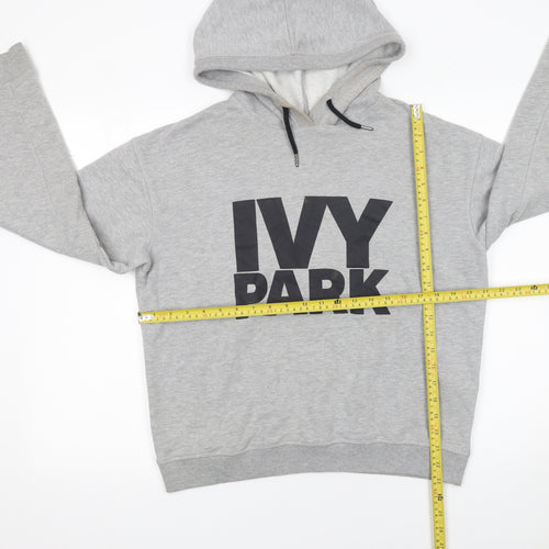 Ivy Park Women's Grey Pullover Hoodie Small Logo Cotton Blend
