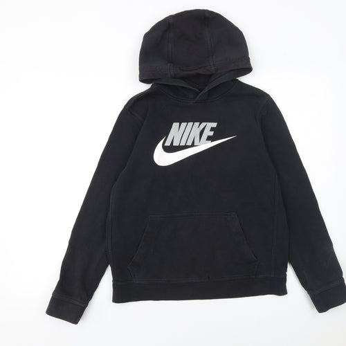 Nike Boys Black XL Pullover Hoodie with Logo and Kangaroo Pocket