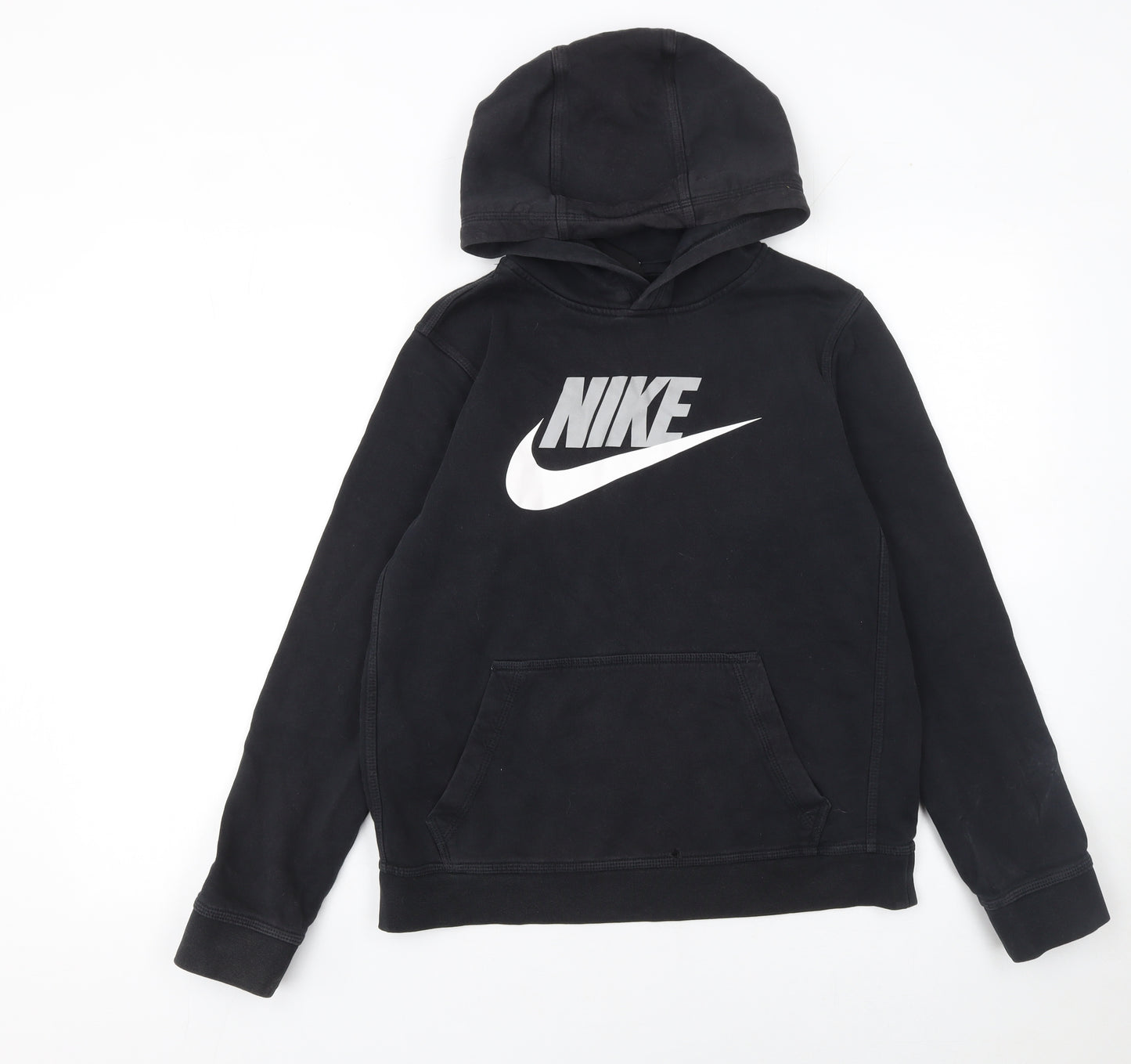 Nike Boys Black XL Pullover Hoodie with Logo and Kangaroo Pocket