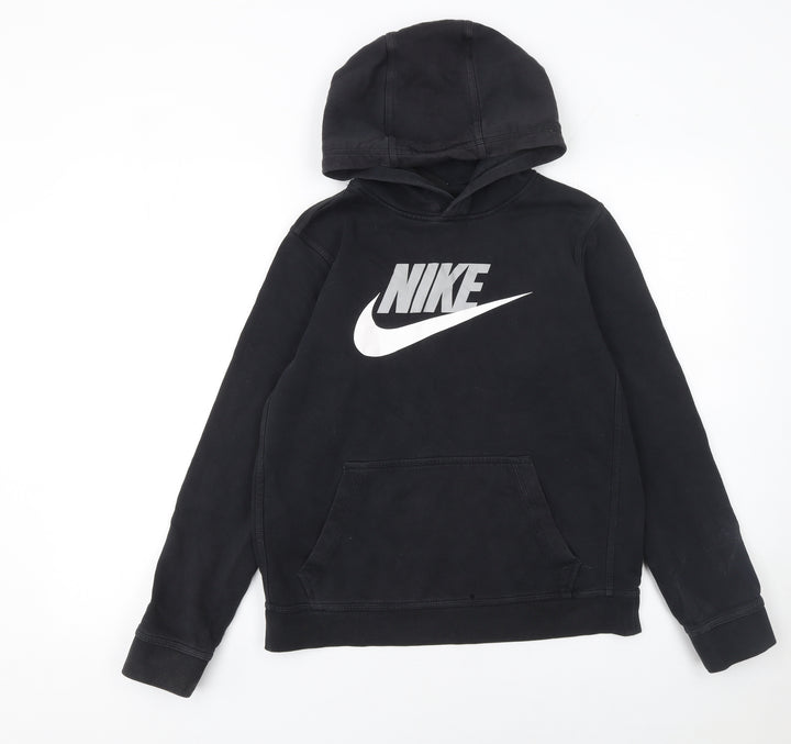 Nike Boys Black XL Pullover Hoodie with Logo and Kangaroo Pocket