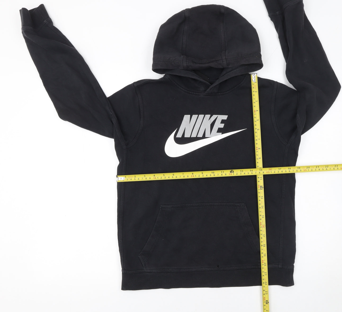 Nike Boys Black XL Pullover Hoodie with Logo and Kangaroo Pocket