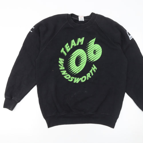Fruit of the Loom Men's Black Crew Neck Sweatshirt M Team Wandsworth 06 Print