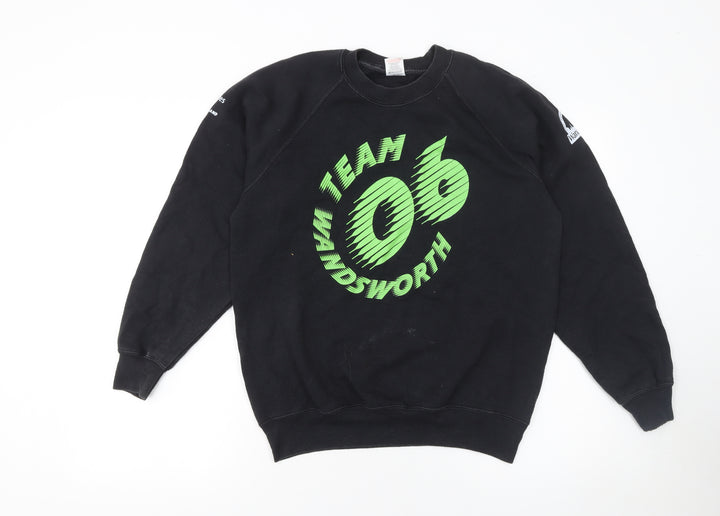 Fruit of the Loom Men's Black Crew Neck Sweatshirt M Team Wandsworth 06 Print