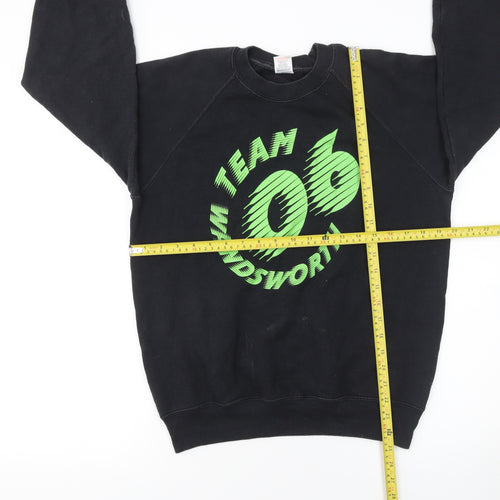 Fruit of the Loom Men's Black Crew Neck Sweatshirt M Team Wandsworth 06 Print