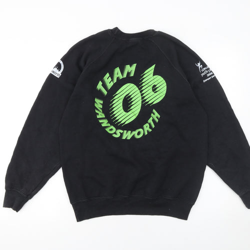 Fruit of the Loom Men's Black Crew Neck Sweatshirt M Team Wandsworth 06 Print