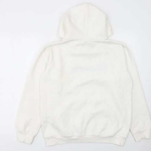 Champion Men's White Small Pullover Hoodie Embroidered Logo Cotton