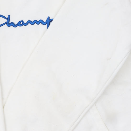 Champion Men's White Small Pullover Hoodie Embroidered Logo Cotton