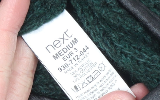 Next Women’s Green Chunky-Knit Faux Fur Trim Cape Medium