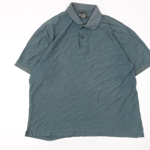 Van Heusen Men’s Blue Cotton Blend Short Sleeve Polo Shirt L
