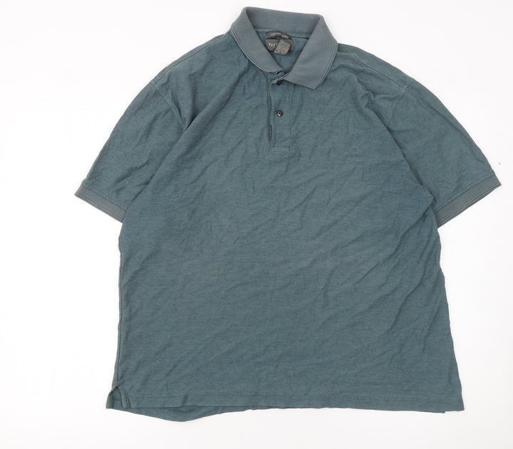 Van Heusen Men’s Blue Cotton Blend Short Sleeve Polo Shirt L