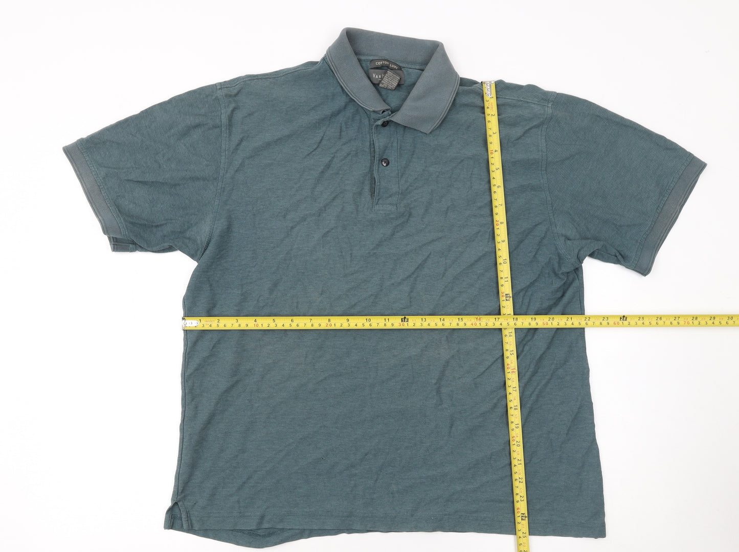 Van Heusen Men’s Blue Cotton Blend Short Sleeve Polo Shirt L