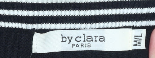 By Clara Paris Women’s Black Knit Pencil Skirt M Stripe Button Detail