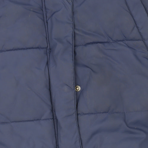 John Lewis Girls Blue Hooded Mid-Length Puffer Coat Age 10 Winter Lined