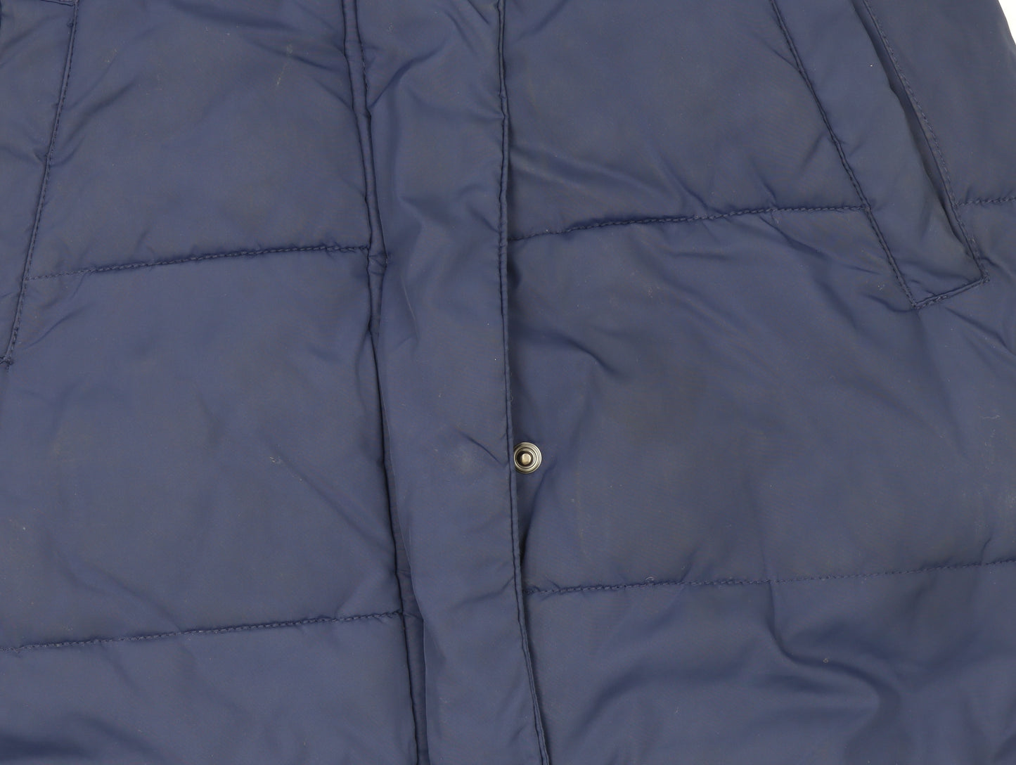 John Lewis Girls Blue Hooded Mid-Length Puffer Coat Age 10 Winter Lined