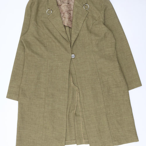 Mish Mash Womens Beige Long Blazer Coat GB 18/20 Single Breasted Wool Blend
