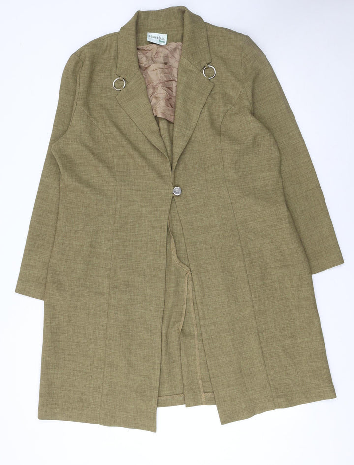 Mish Mash Womens Beige Long Blazer Coat GB 18/20 Single Breasted Wool Blend