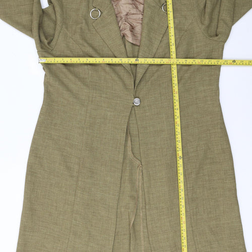 Mish Mash Womens Beige Long Blazer Coat GB 18/20 Single Breasted Wool Blend