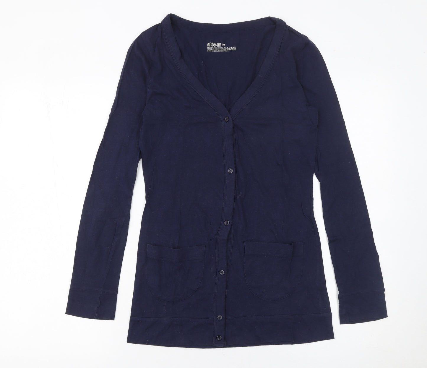 Mossimo Supply Co. Women's Blue XS V-Neck Long Sleeve Cotton Cardigan